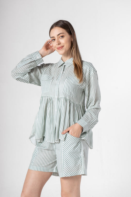 Cotton Strips Printed Co-ords Set with Shorts