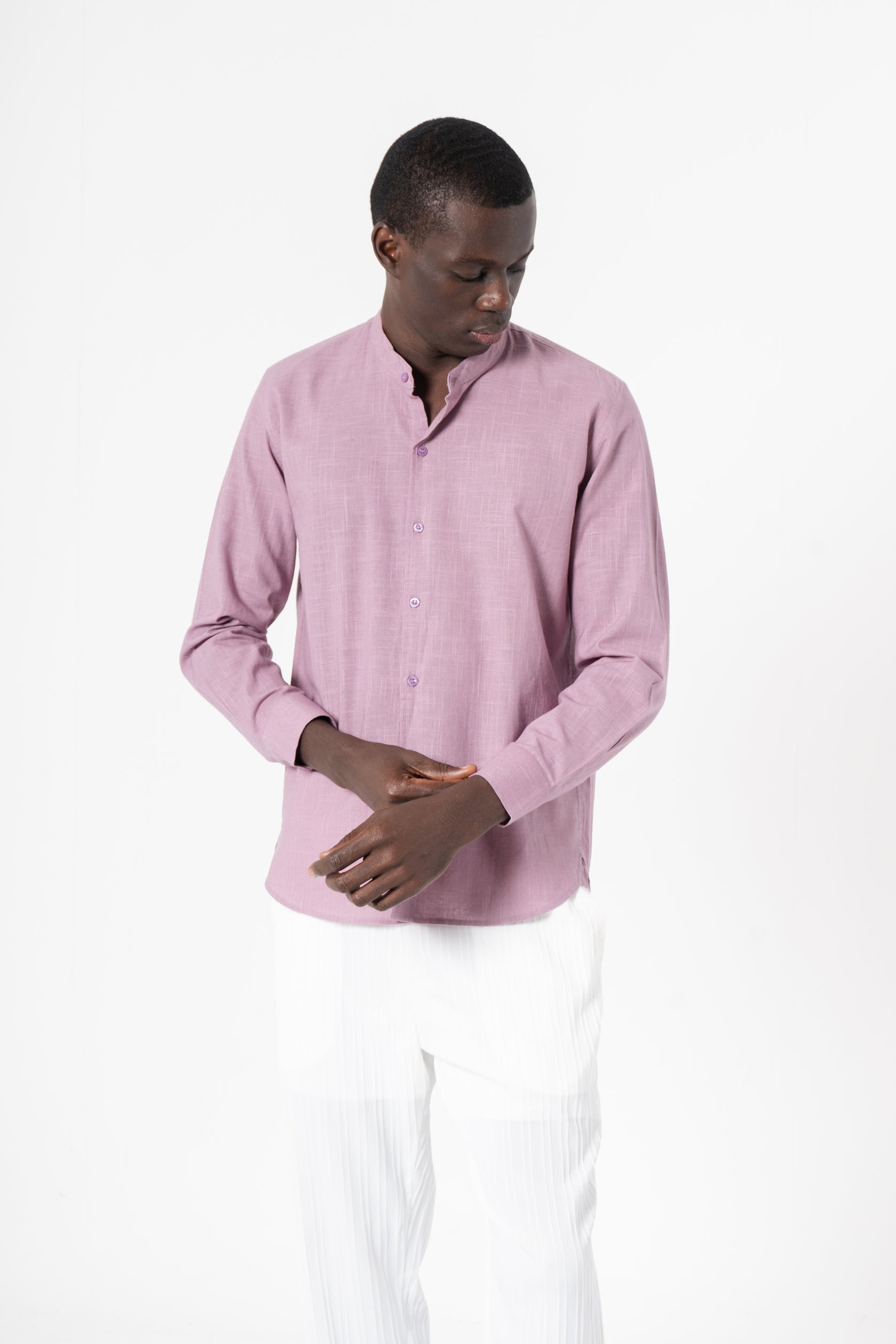 Grey Solid Print Full Sleeve Shirt