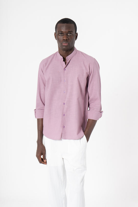 Grey Solid Print Full Sleeve Shirt