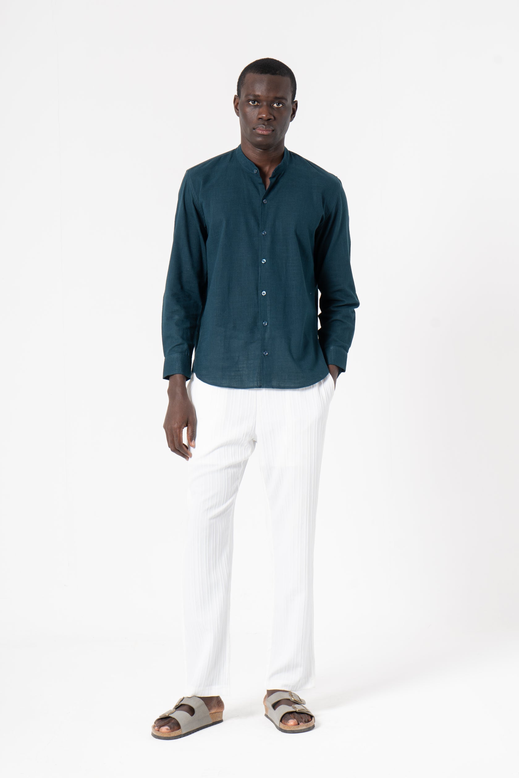 Blue Solid Print Full Sleeve Shirt - SanskrutiHomes 