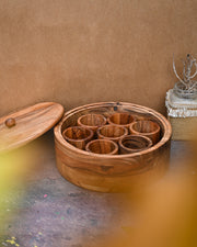 SPICE BOX WITH BRASS COMPARTMENTS