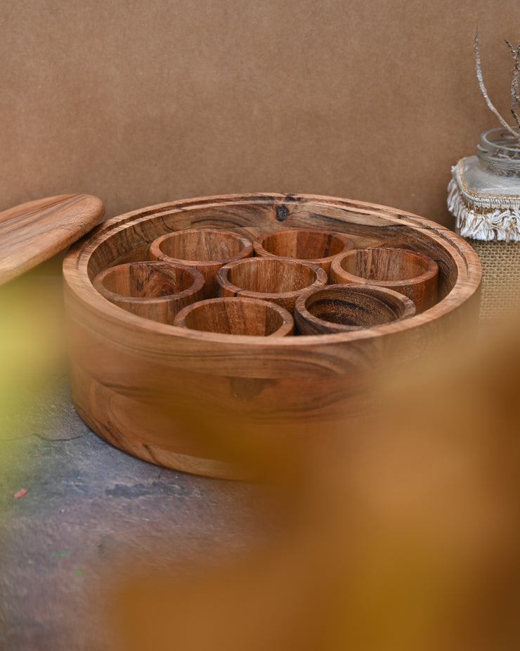 SPICE BOX WITH BRASS COMPARTMENTS