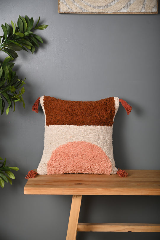 Multicolor Truffted Cotton Cushion Cover