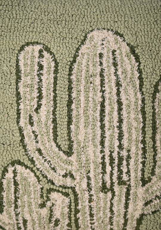 Green Truffted Cactus Design Cushion Cover