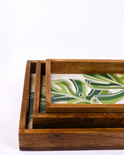 PRINTED RECTANGLE TRAY SET OF 3