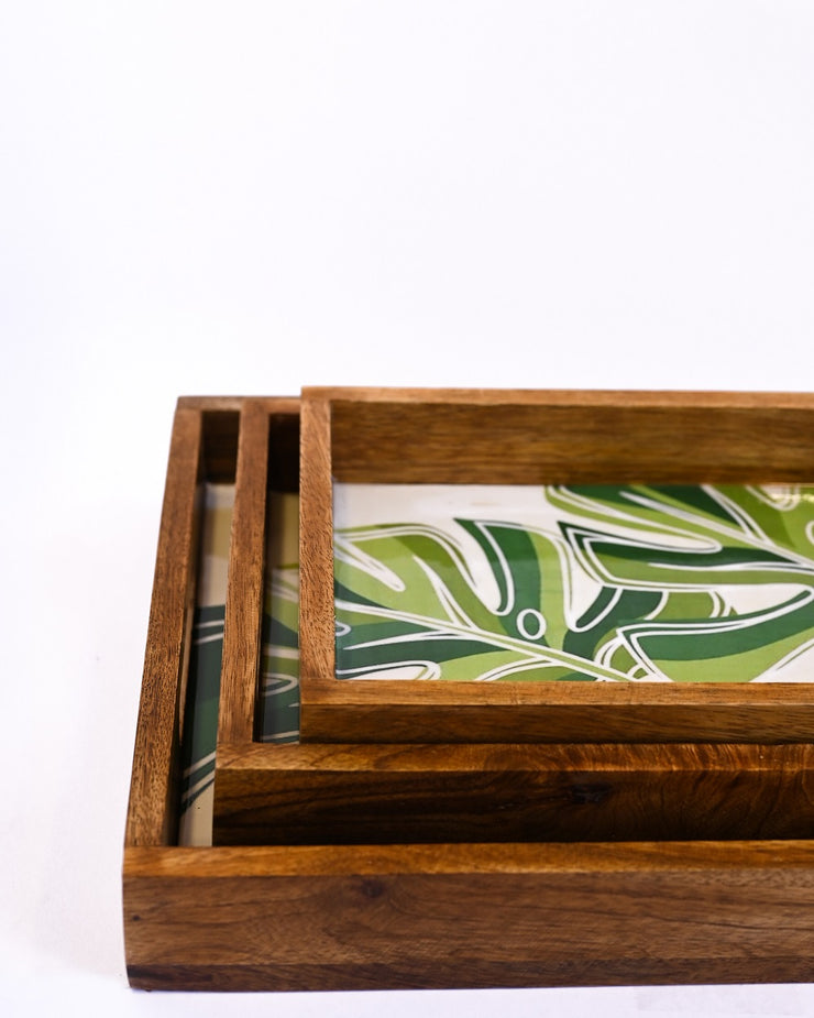 PRINTED RECTANGLE TRAY SET OF 3