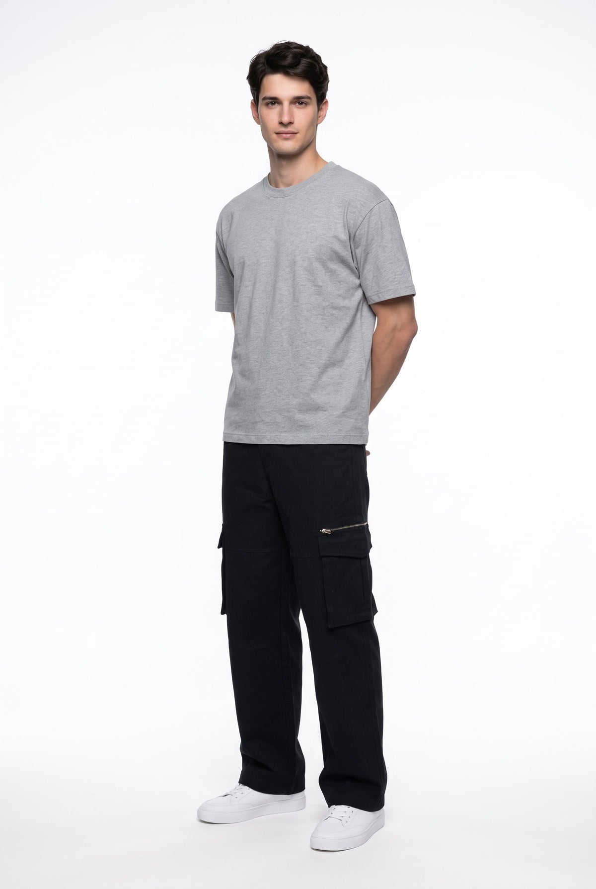 Black Regular Fit Utility With Multi-Pockets Cargo Pant For Men