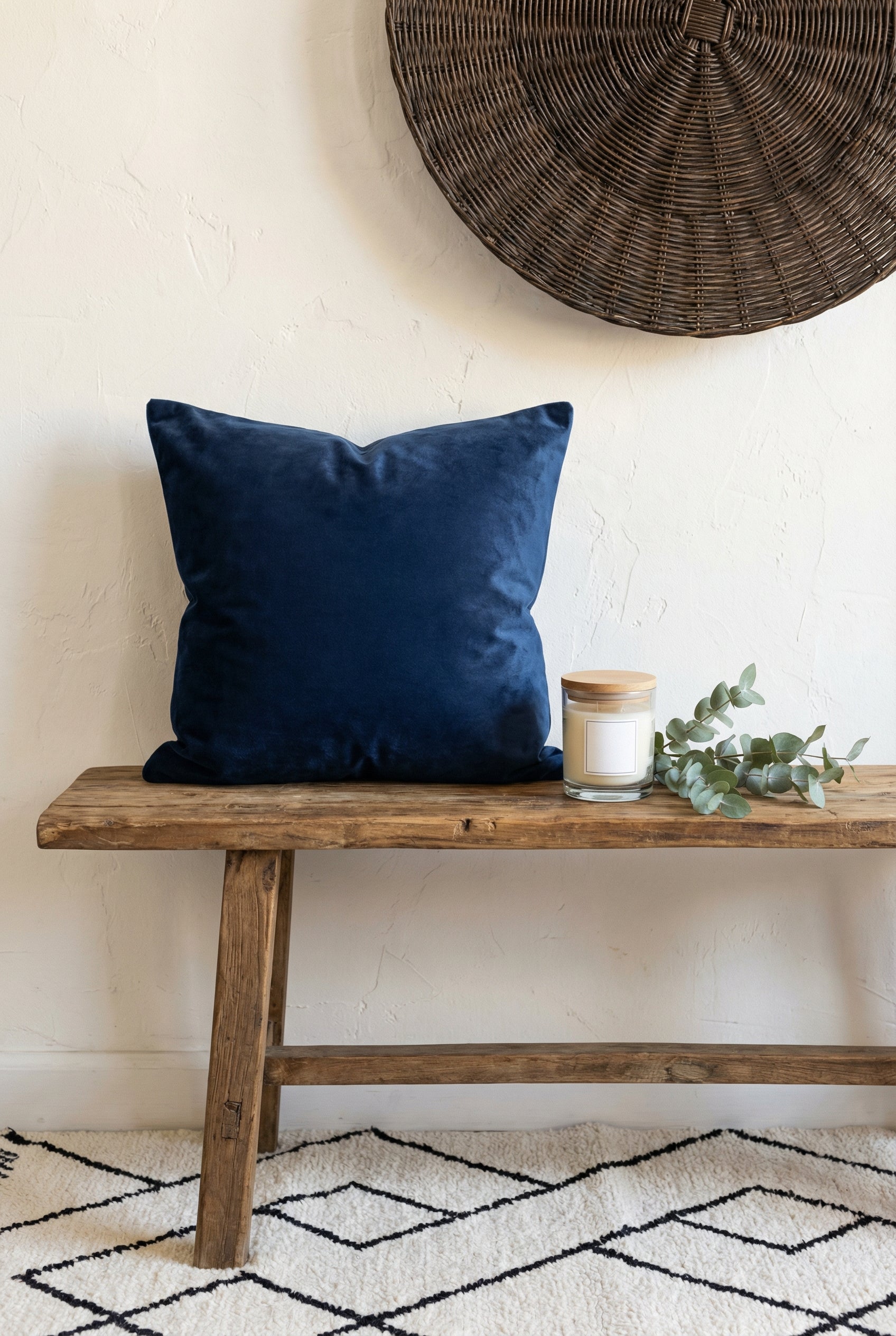 Blue Solid Squared Durable Velvet Cushion Cover