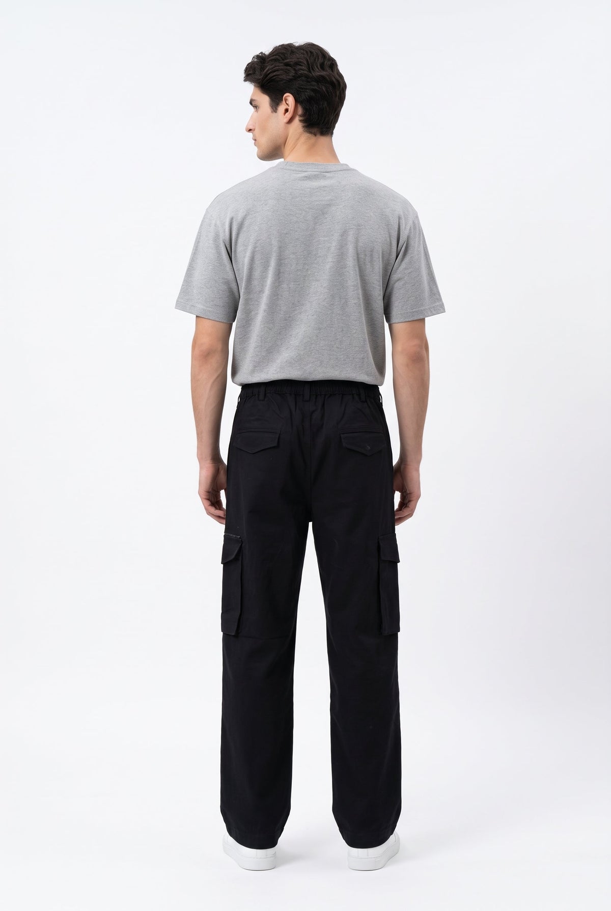 Black Regular Fit Utility With Multi-Pockets Cargo Pant For Men