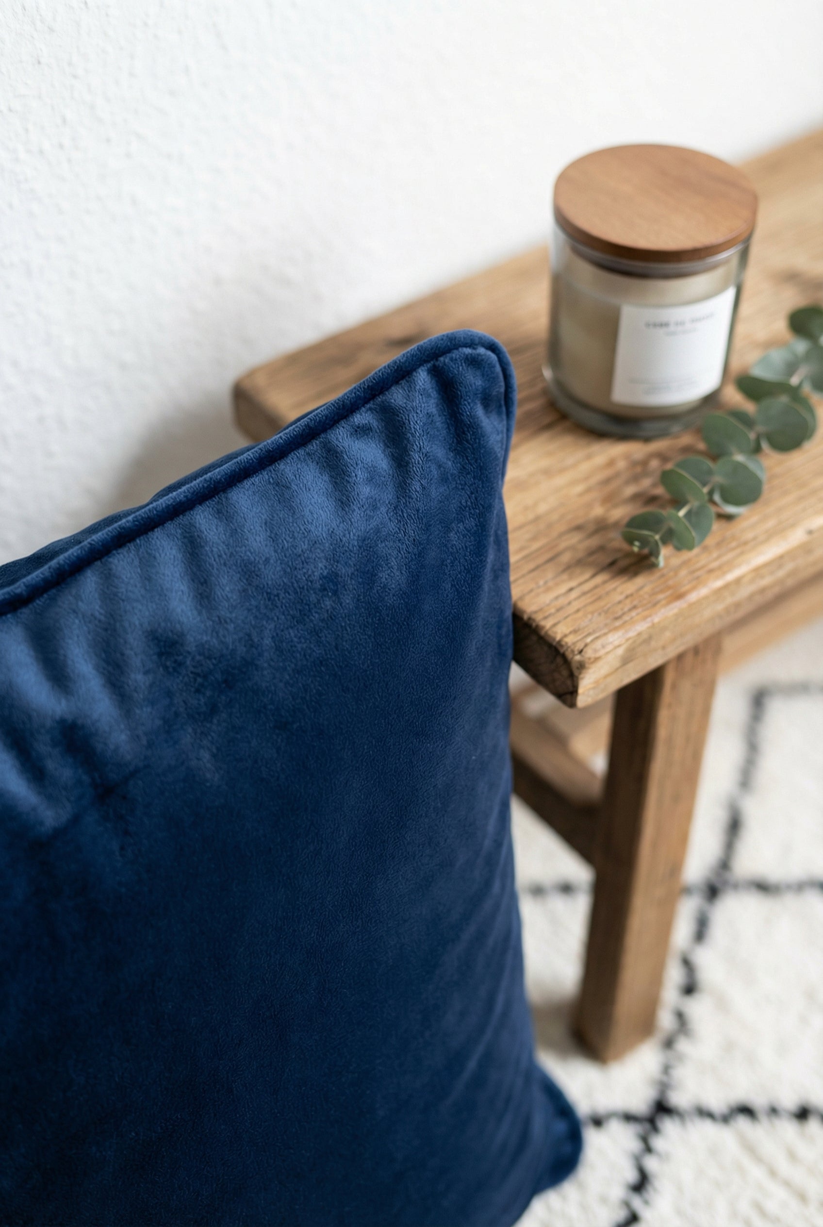 Blue Solid Squared Durable Velvet Cushion Cover