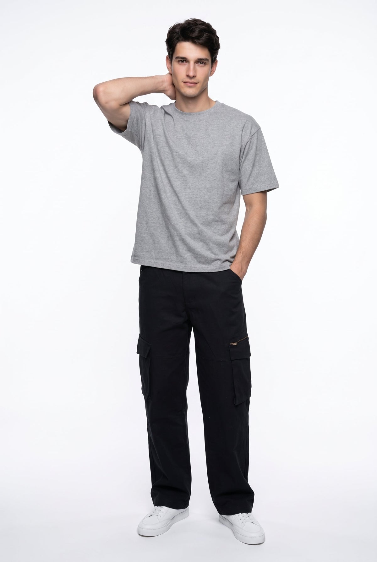 Black Regular Fit Utility With Multi-Pockets Cargo Pant For Men