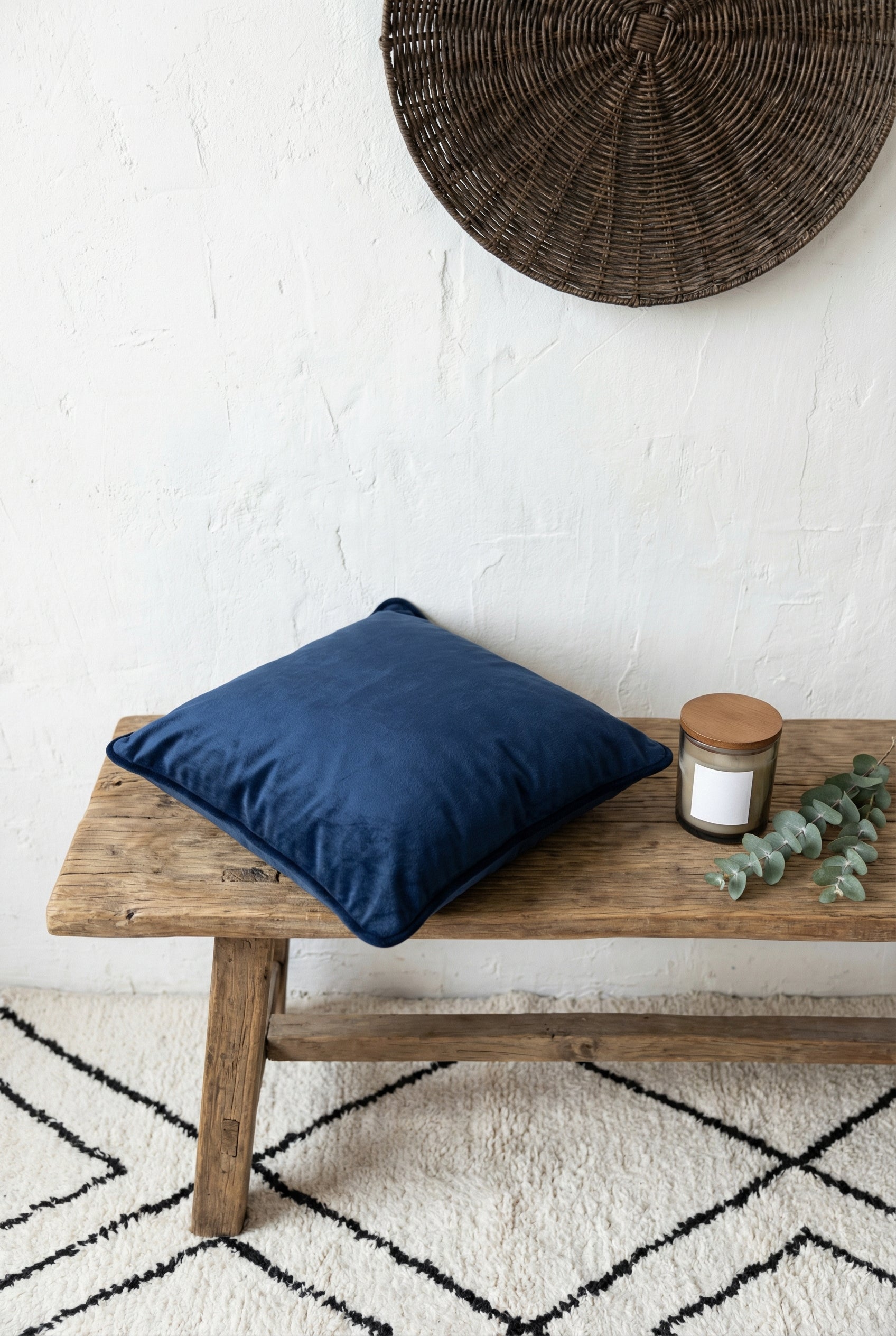 Blue Solid Squared Durable Velvet Cushion Cover