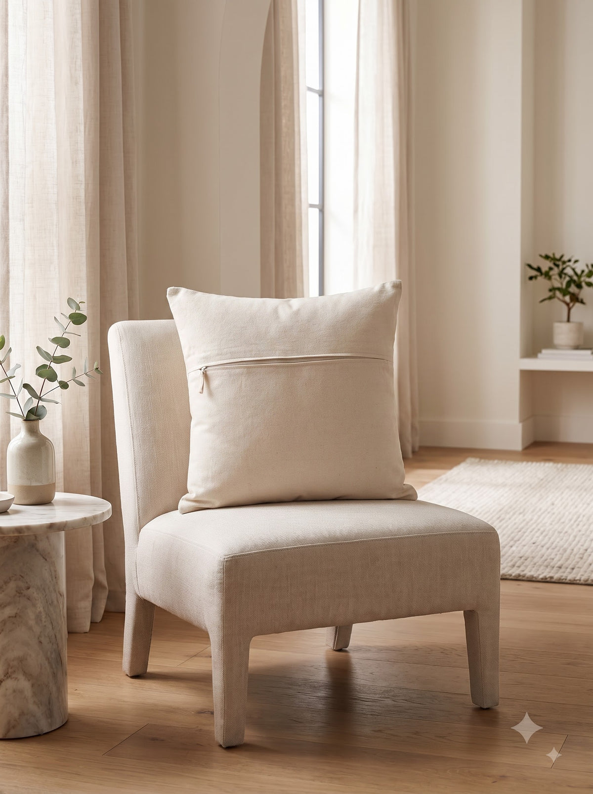White Textured Embroidered Cotton Square Cushion Cover