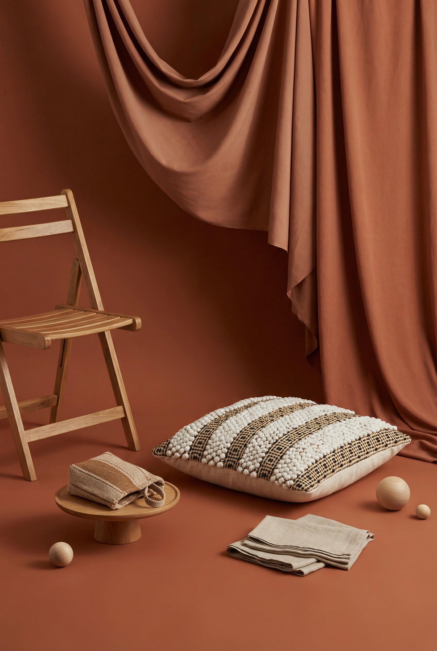 White Squared Cotton Cushion Cover with Textured Stripe Design