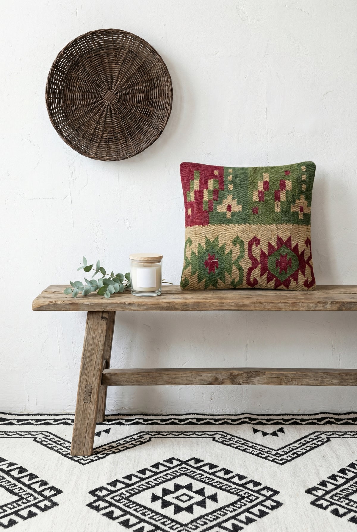 Brown Geometric Textured Cotton Square Cushion Cover