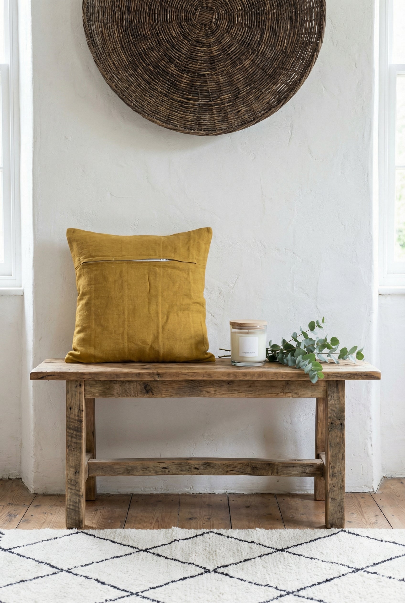 Mustard Squared Embroidered Floral Design Cushion Cover