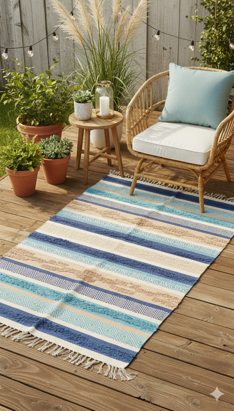 Hand-weaved 100% Cotton Multi-color  Rug