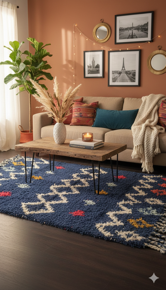 Hand-weaved 100% wool Multi-color Rug