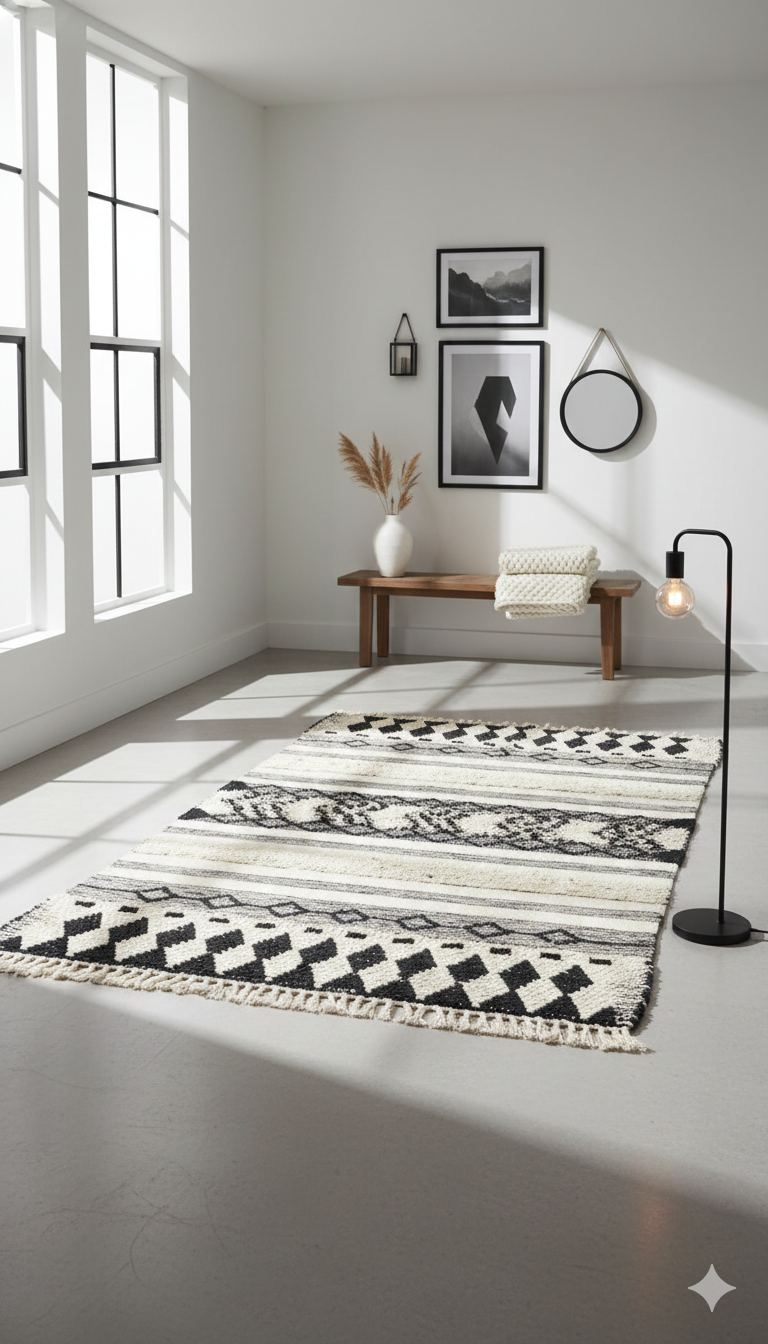 Hand-weaved 100% Cotton Multi-color  Rug