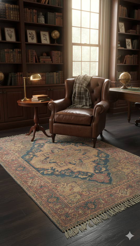 Beige Polyester Woven Area with Fringed Edges Rug