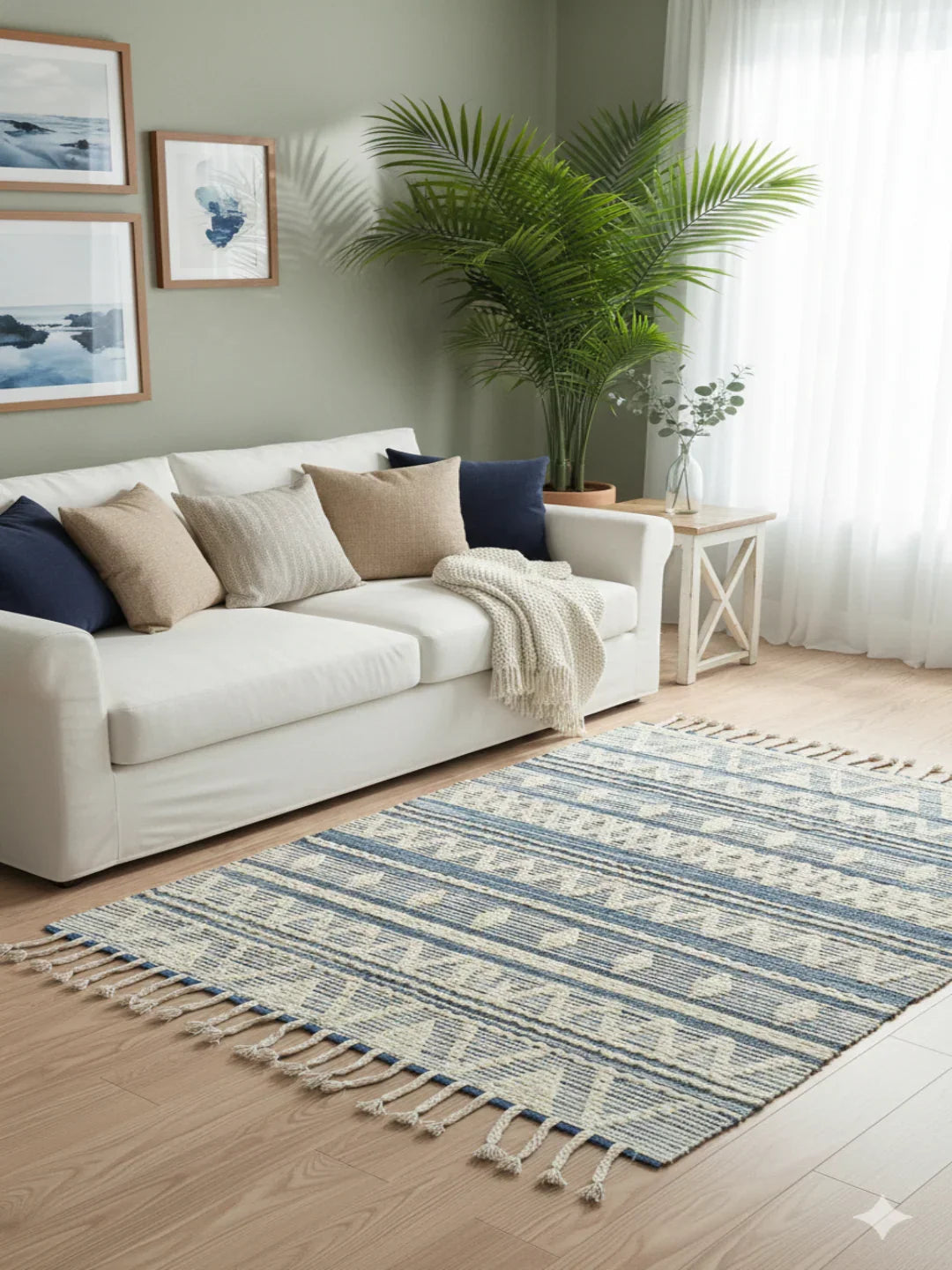 Hand-weaved 100% Cotton Rug - SanskrutiHomes 