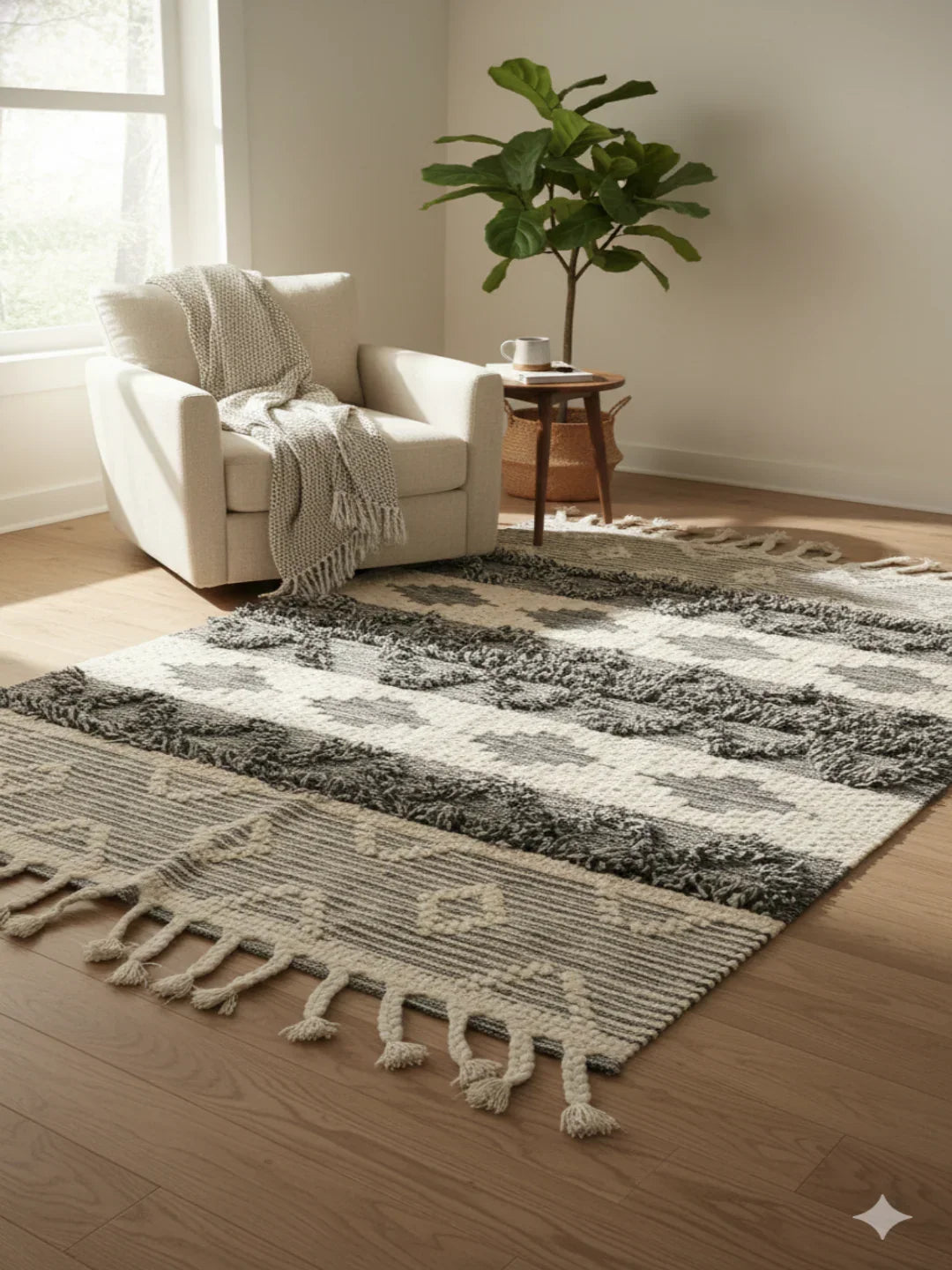 Hand-weaved 100% Cotton Multi-color Rug - SanskrutiHomes 