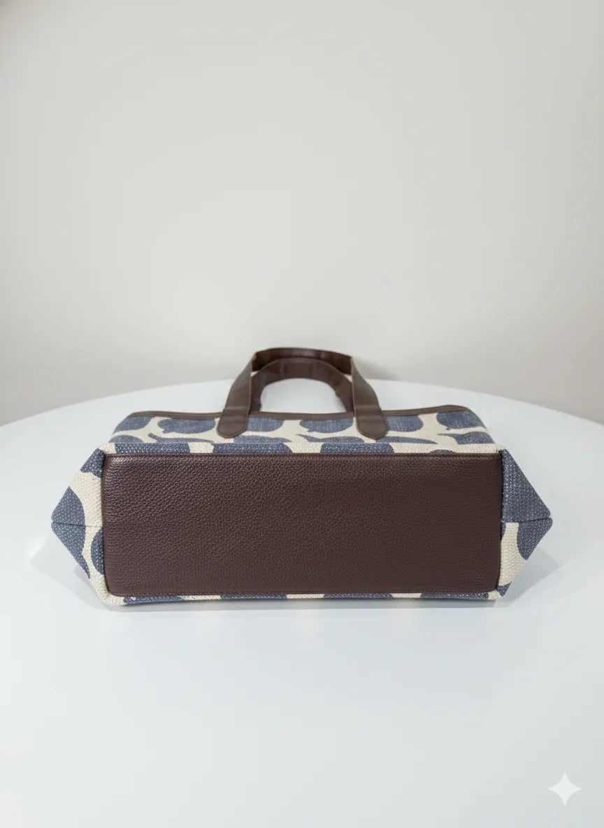 Blue Abstract Print Cotton Tote Bag for Women - SanskrutiHomes 