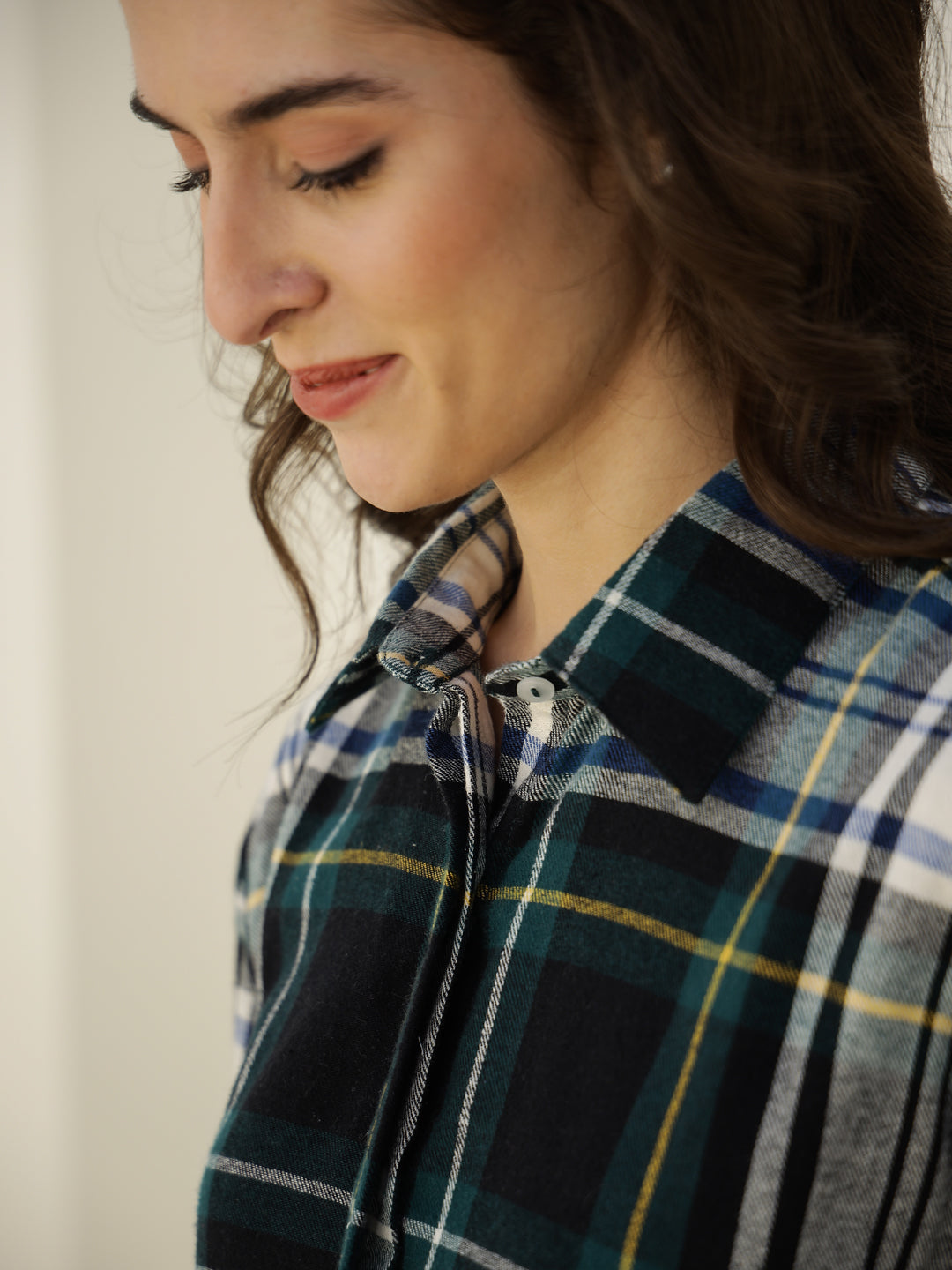 Check Printed Winter Cotton Night Suit