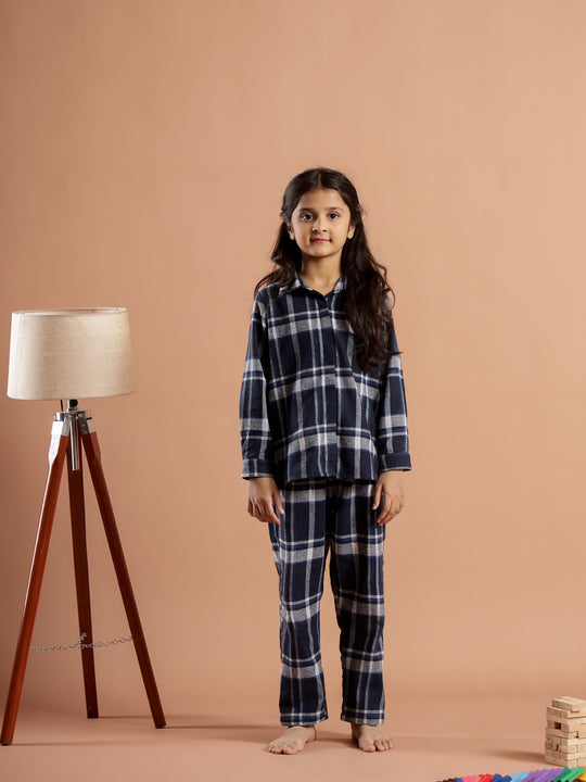 Checked Printed Cotton Night Suit for Kids