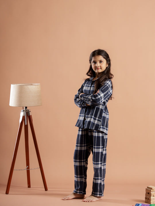 Checked Printed Cotton Night Suit for Kids