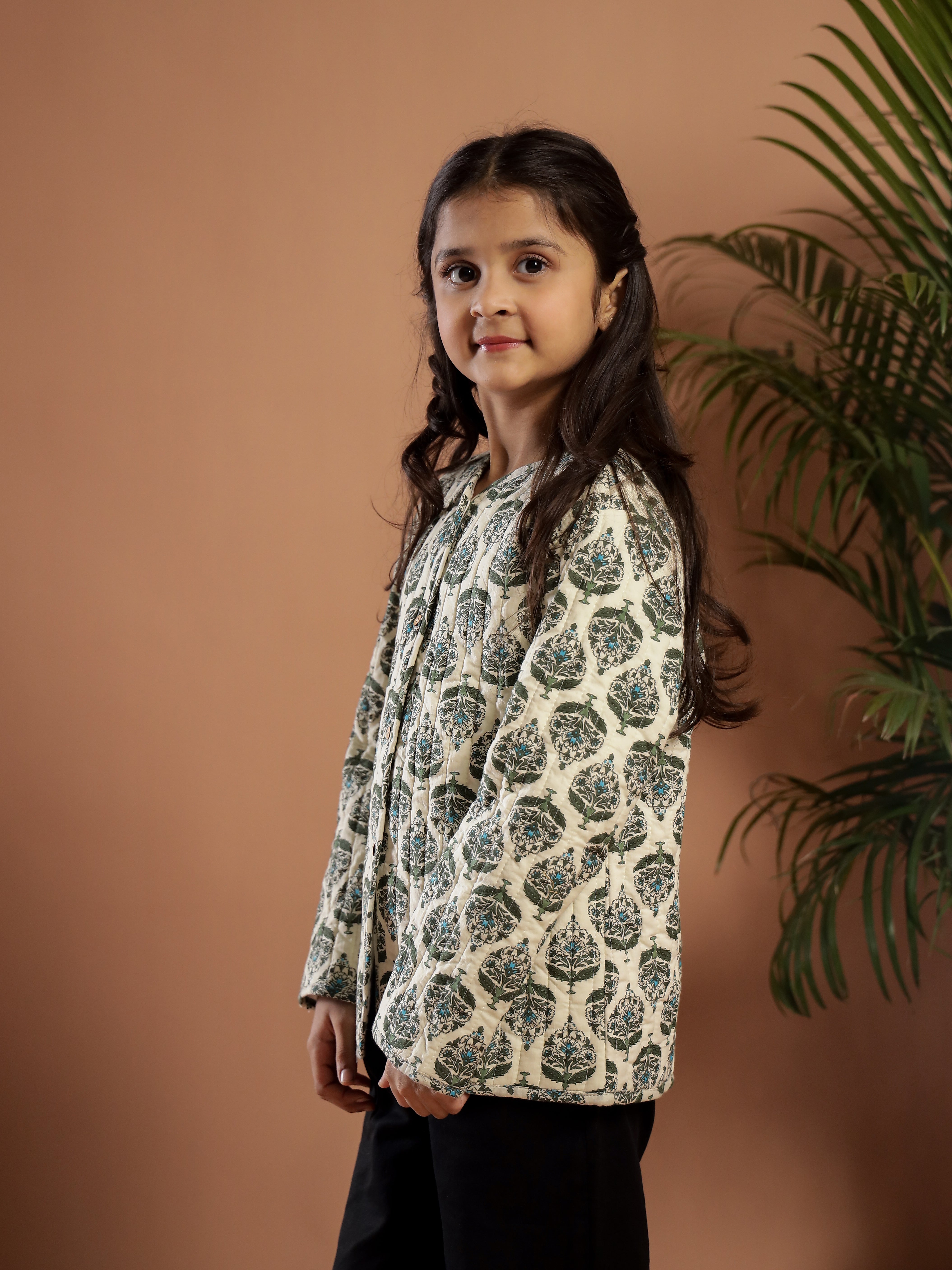 Floral Printed White Cotton Jacket