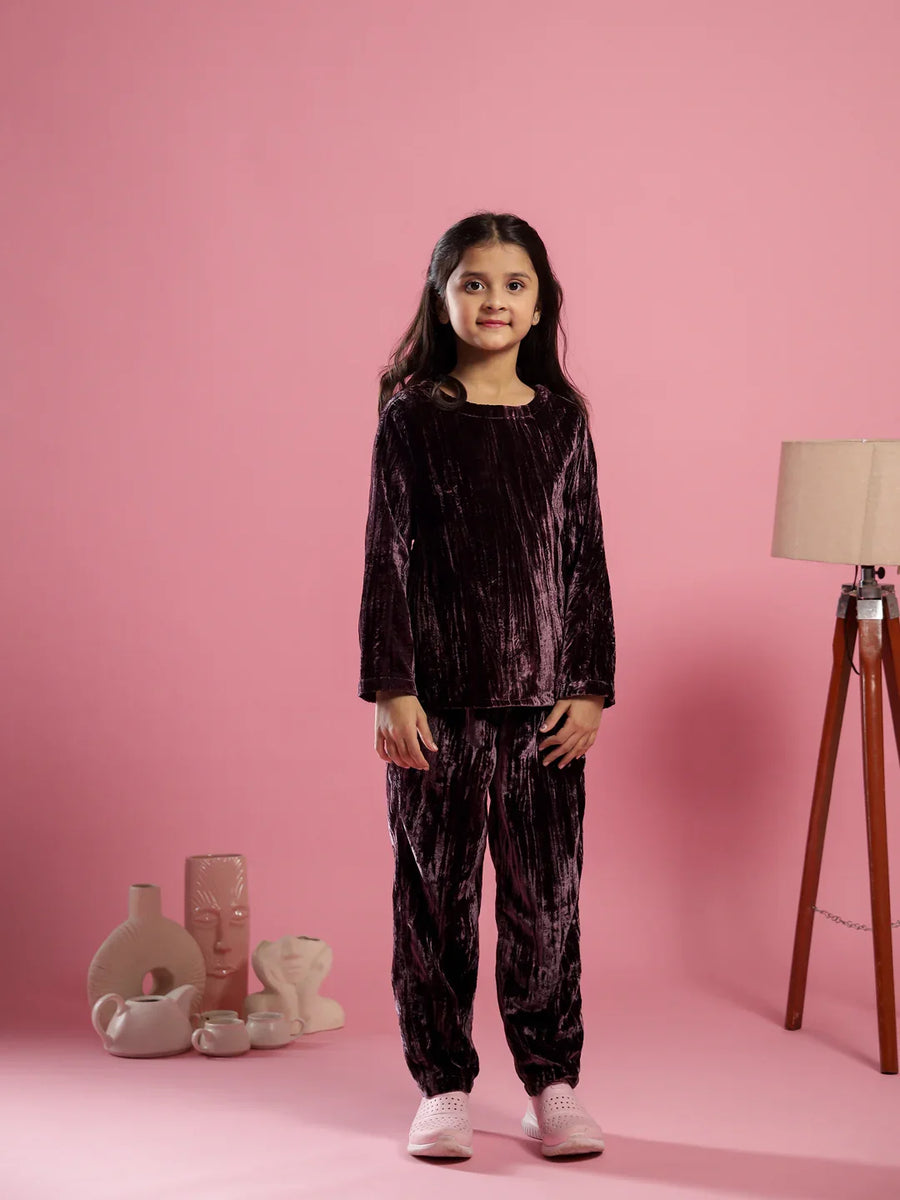 Velvet Night Suit For Baby Girl Kids Pajamas Red Velvet Pajamas Girls Pajamas Velvet Night Suit For Baby  Girl Kids Christmas