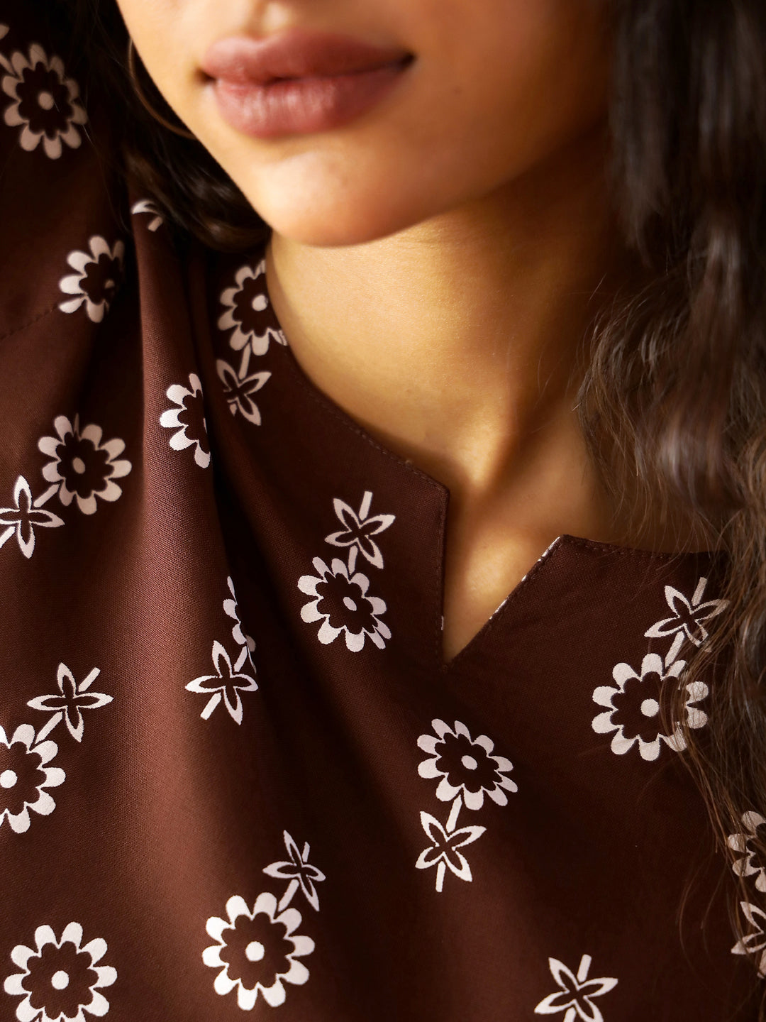 Magenta Round Neck Viscose Rayon Printed Ethnic Motifs Night Suit For Women