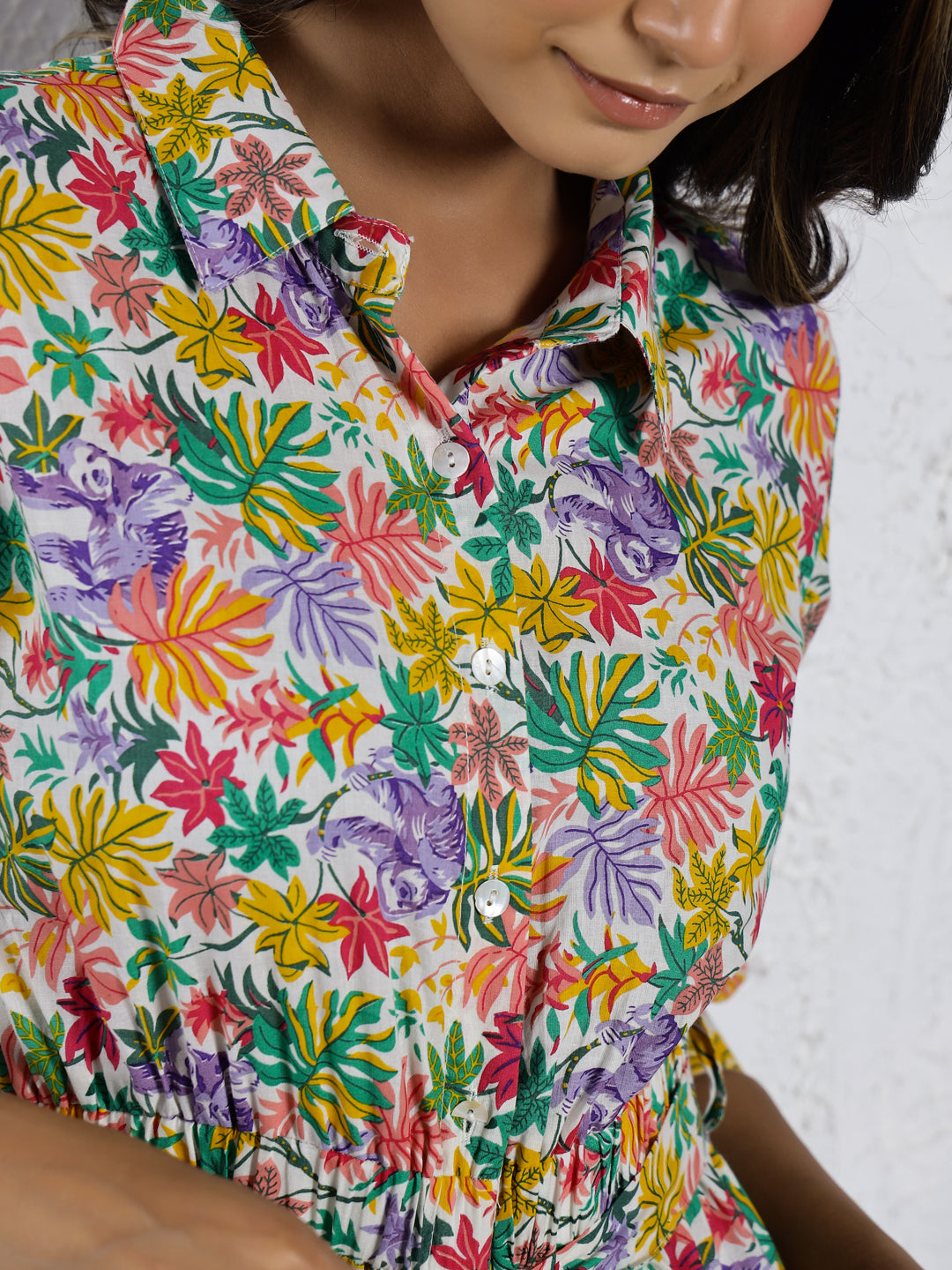 Multi-Color Floral  Pure Cotton Jumpsuit