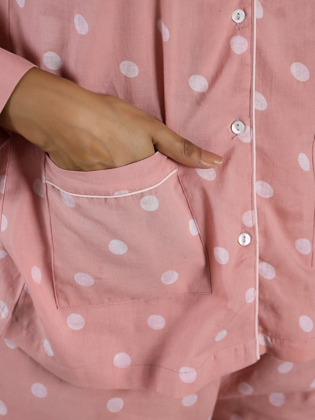 POLKA DOT  print Cotton Night SUIT