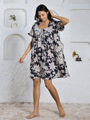 Floral print cotton  Lounge Dress