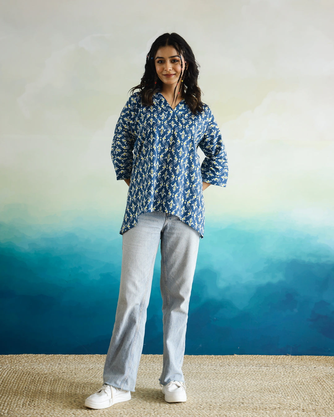 Printed Cotton Loose Fit Top