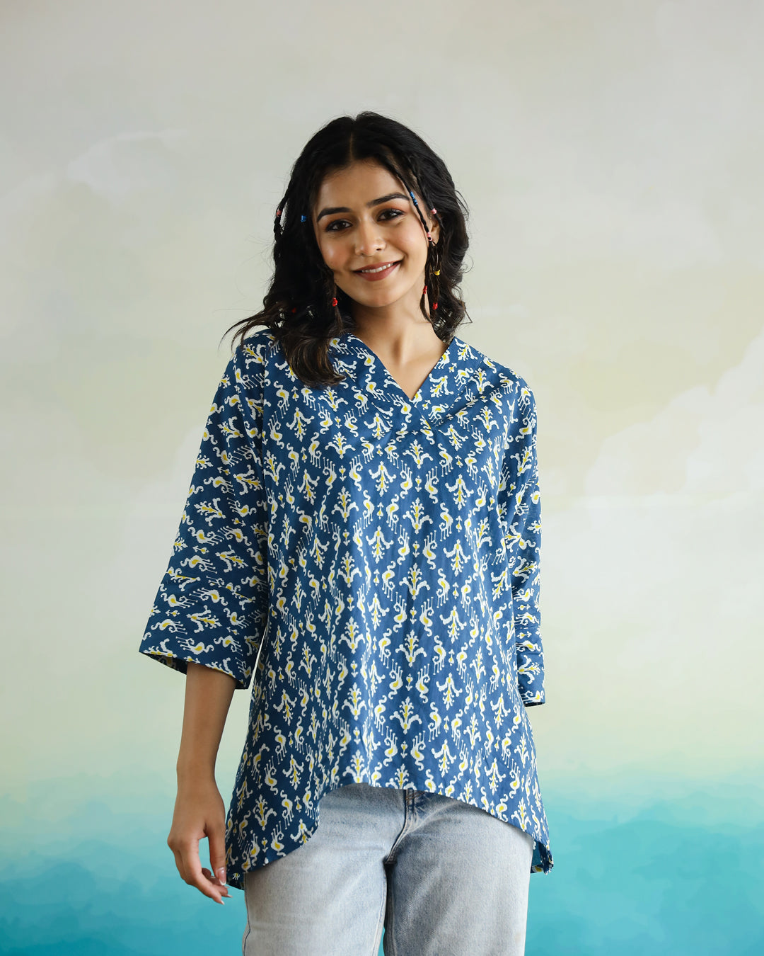 Printed Cotton Loose Fit Top