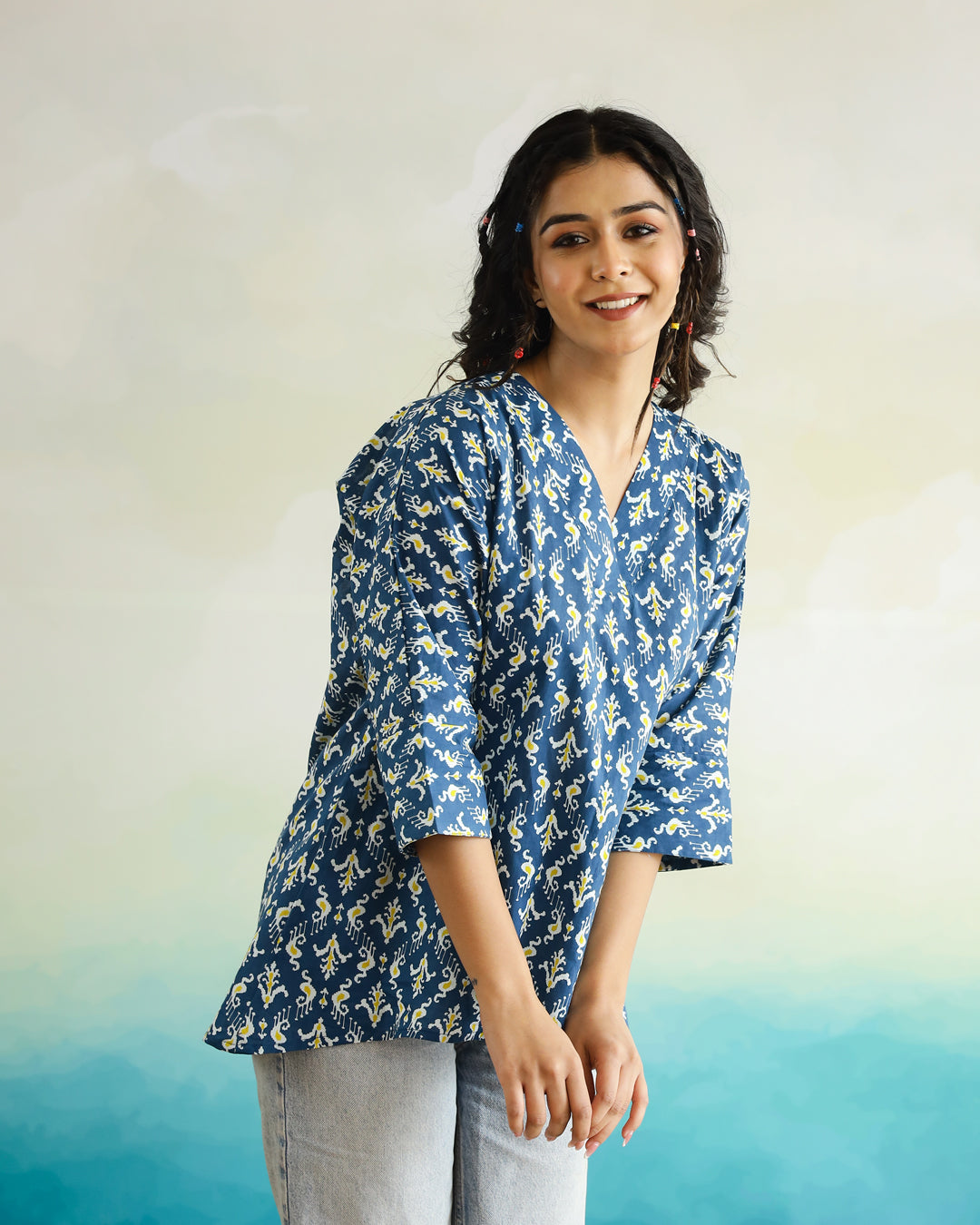Printed Cotton Loose Fit Top