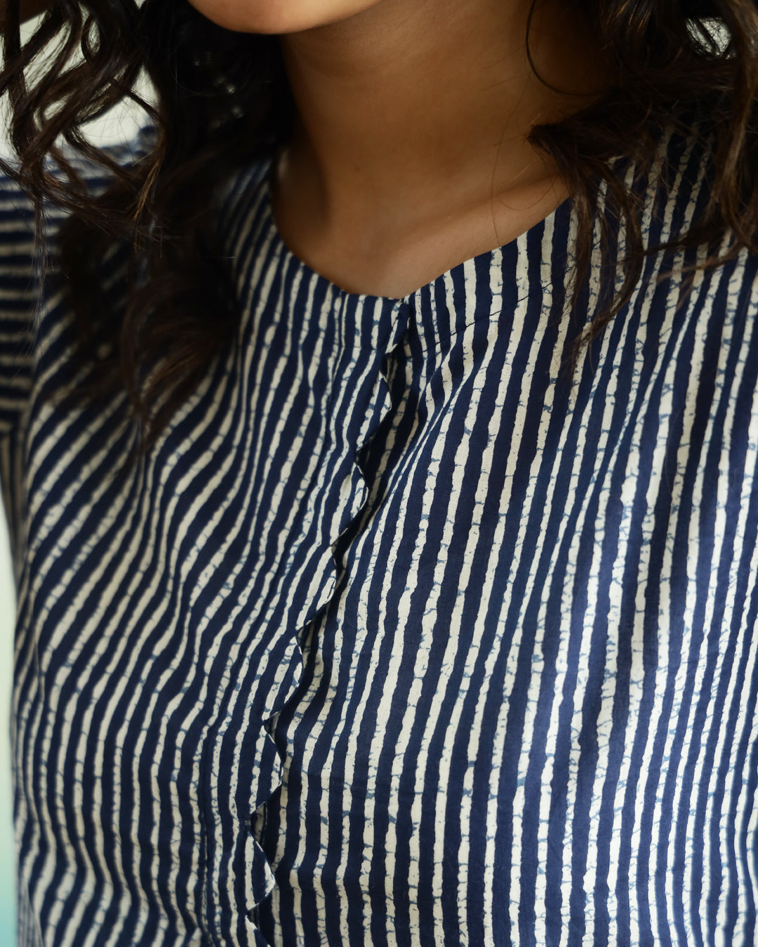 Striped 3D Print Cotton Top for Women