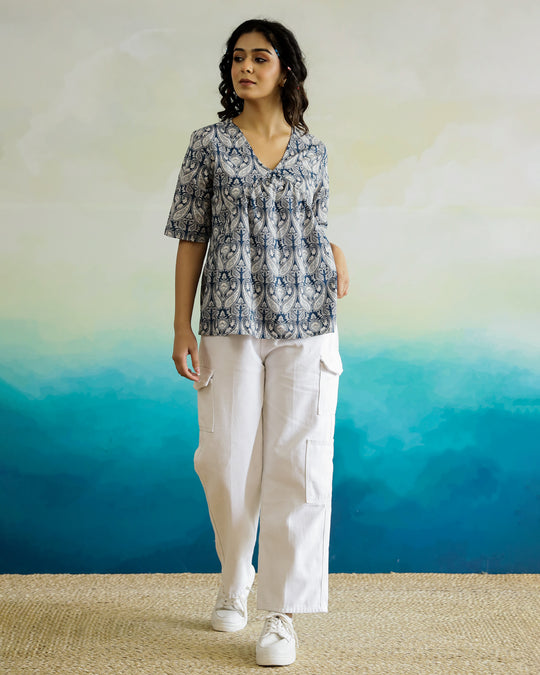 V-Neck Peplum Top For Women