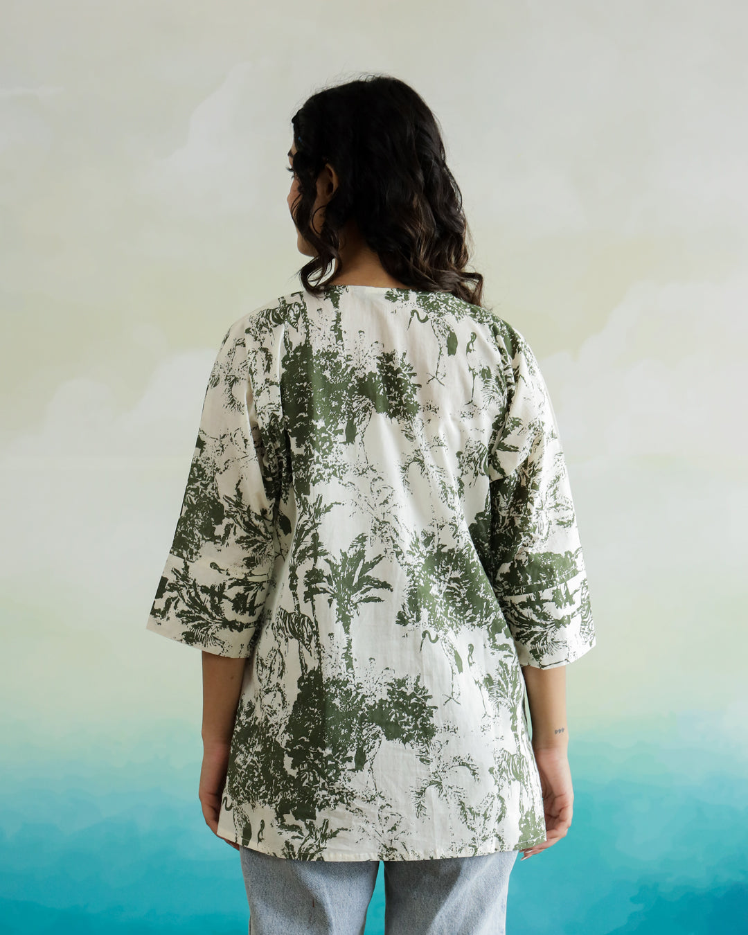Printed Cotton Loose Fit Top - SanskrutiHomes 