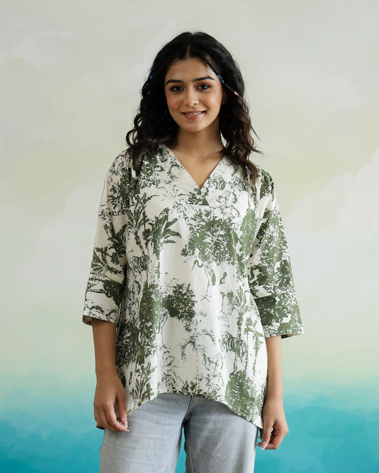 Printed Cotton Loose Fit Top