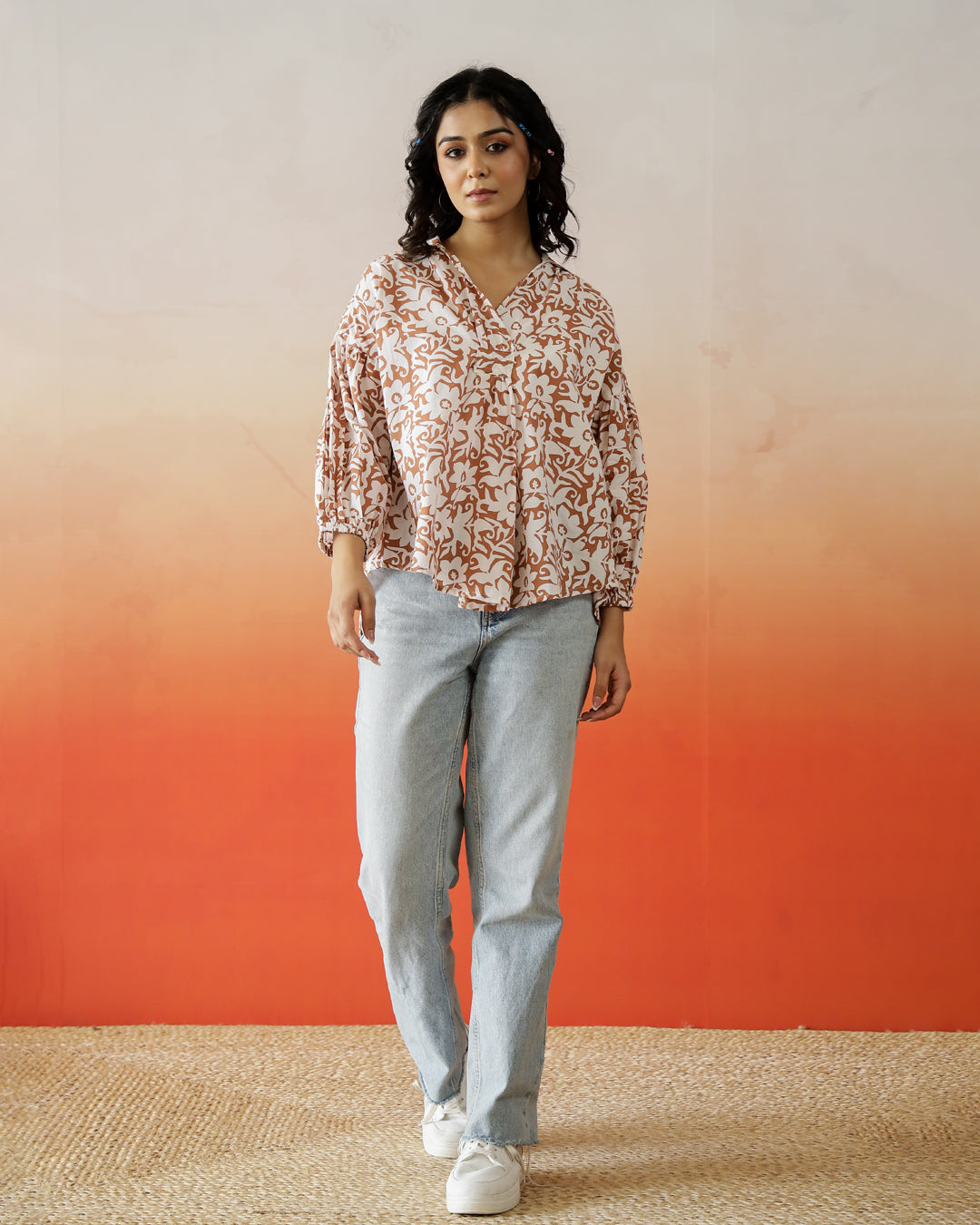 Flower Cotton Printed Top for Women - SanskrutiHomes 