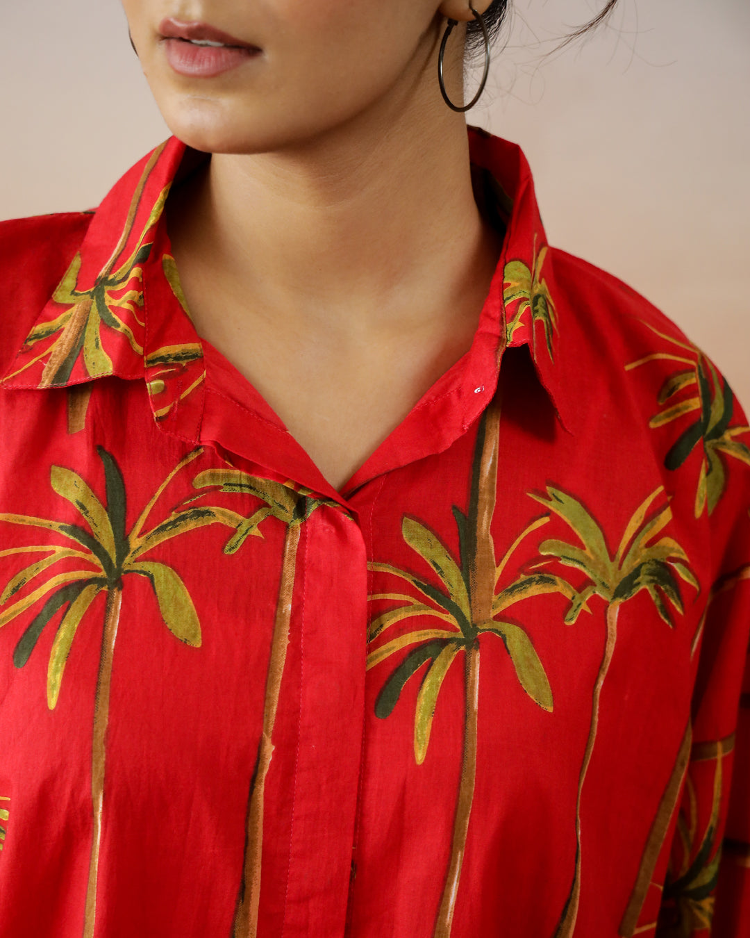 Red Flower Printed Top for Women