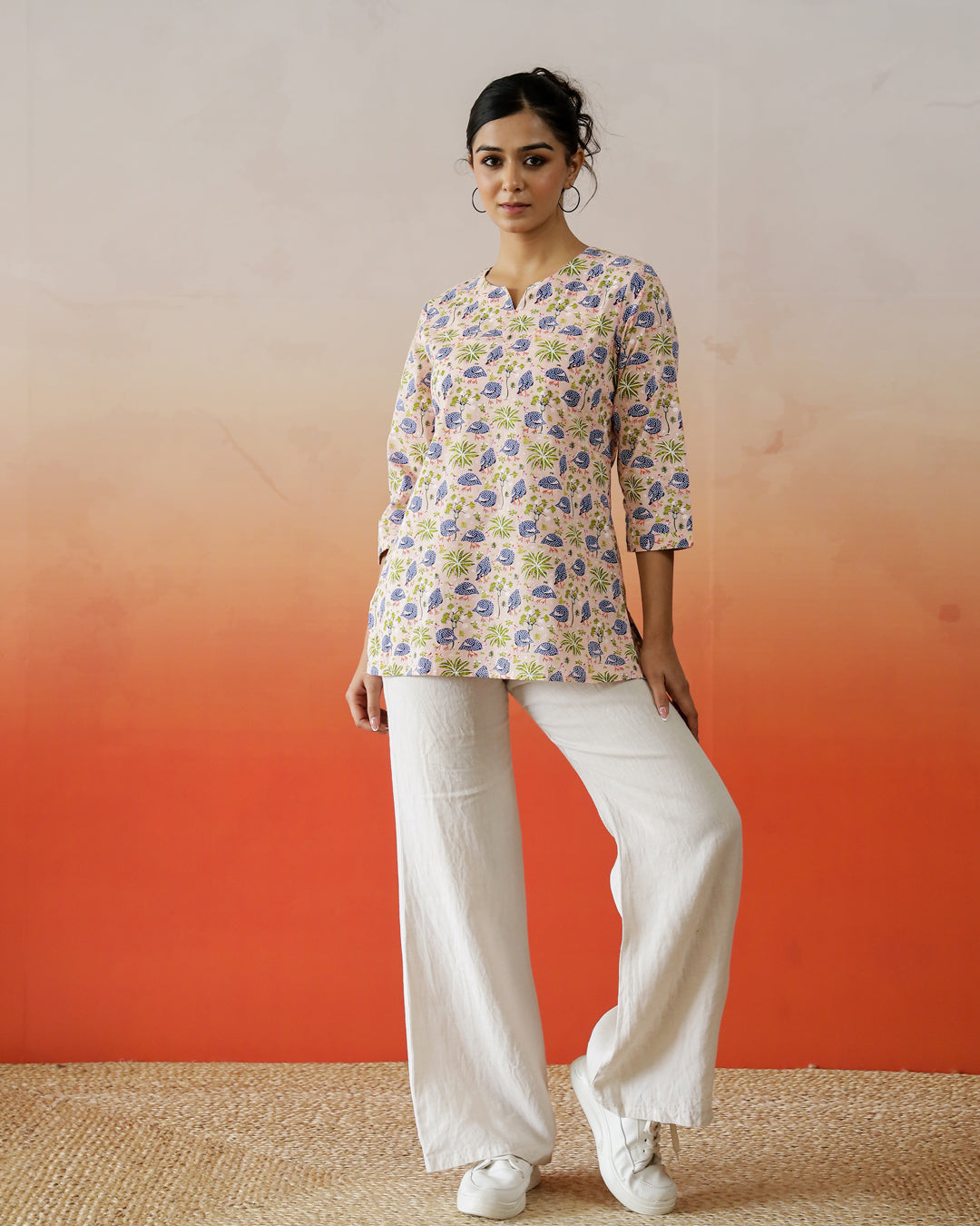 Floral Printed Cotton Top for Women