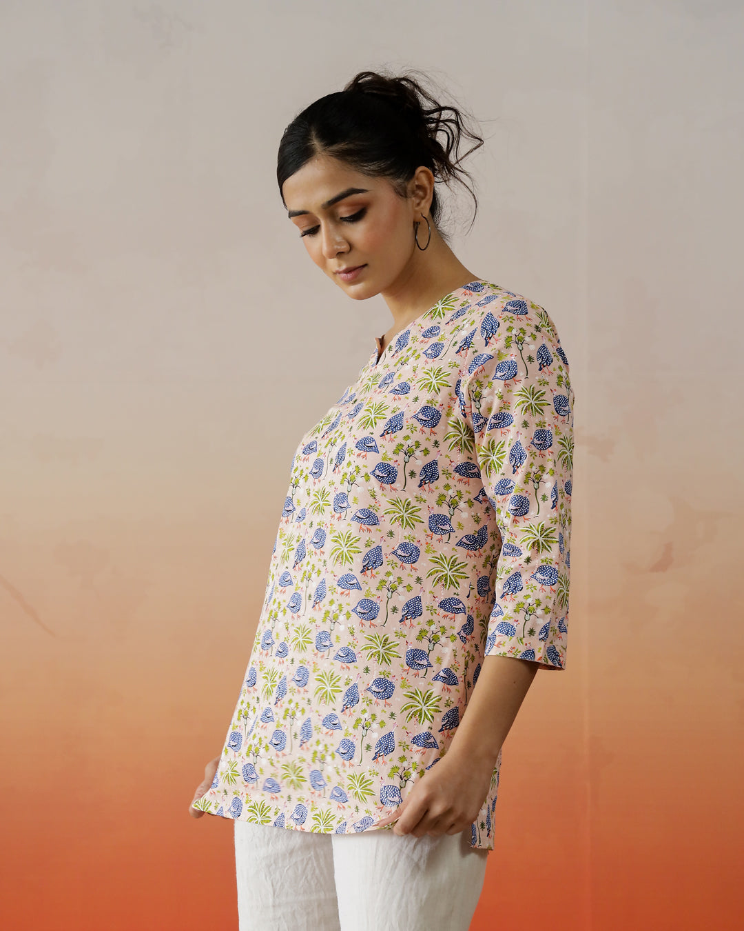 Floral Printed Cotton Top for Women - SanskrutiHomes 