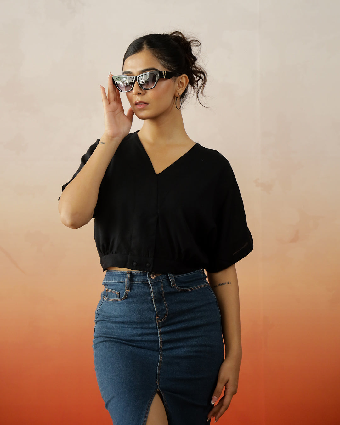 Black Crop Top for Women