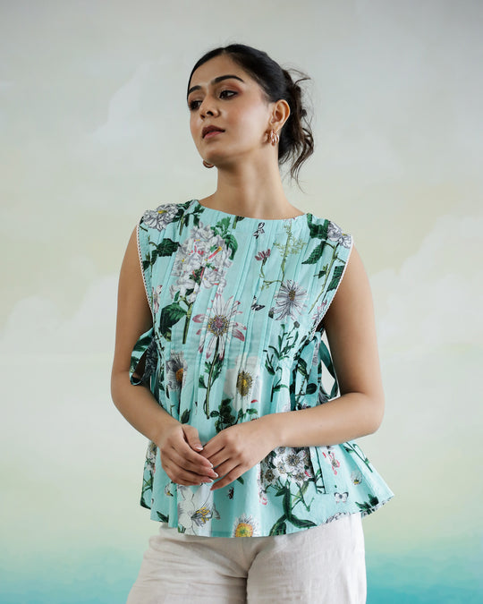 Cotton Printed Sleeveless Top for Women