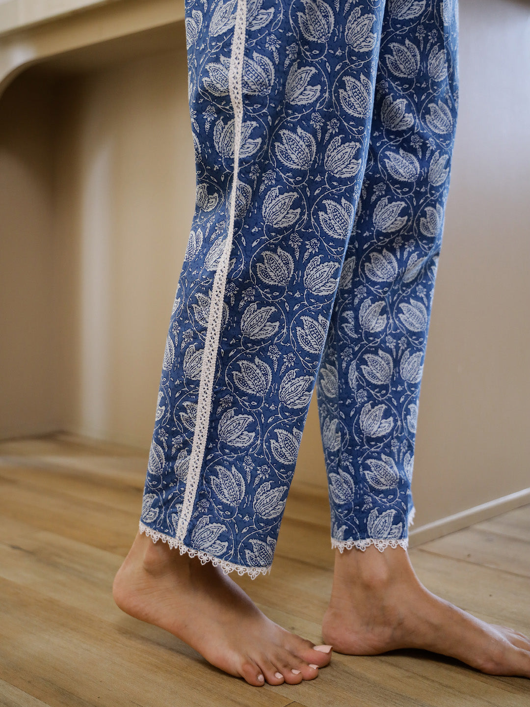 Blue Printed Cotton Co-ord Set for Women - SanskrutiHomes 